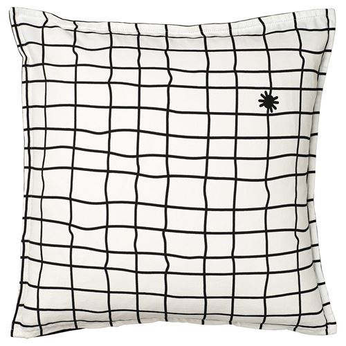 IKEA - KUSTFYR, kırlent kılıfı, beyaz-siyah, 50x50 cm