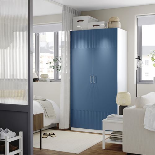 IKEA - PAX/FYRUDDEN, PAX gardırop, beyaz-mavi, 100x60x201 cm