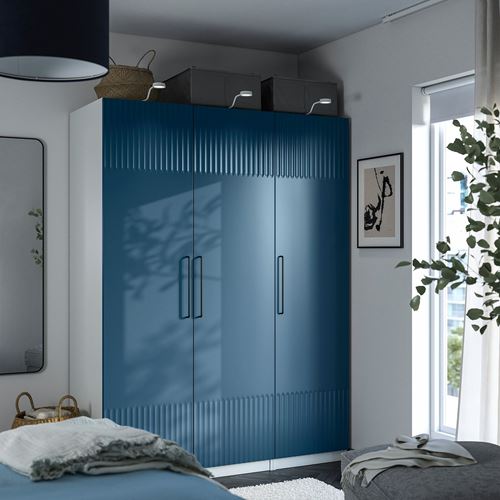 IKEA - PAX/FYRUDDEN, PAX gardırop, beyaz-mavi, 150x58x201 cm