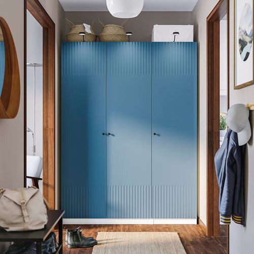 IKEA - PAX/FYRUDDEN, PAX gardırop, beyaz-mavi, 150x58x201 cm
