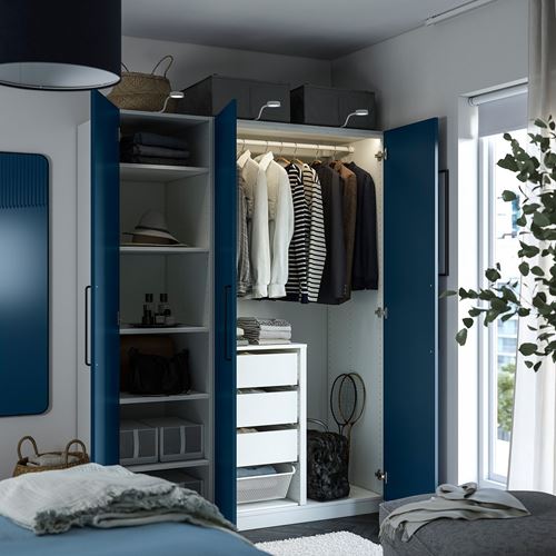 IKEA - PAX/FYRUDDEN, PAX gardırop, beyaz-mavi, 150x60x201 cm