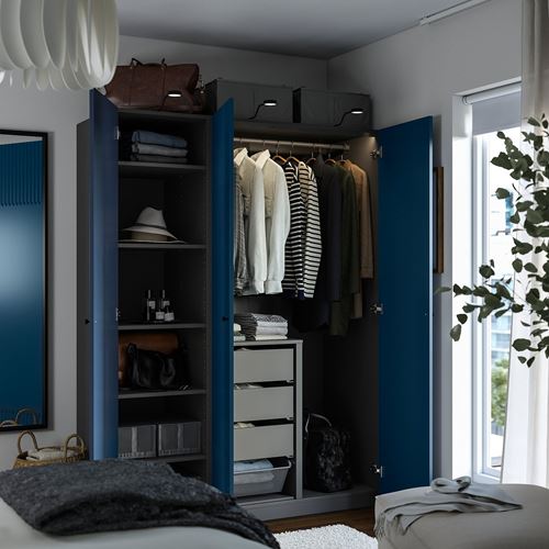 IKEA - PAX/FYRUDDEN, PAX gardırop, koyu gri-mavi, 150x60x201 cm
