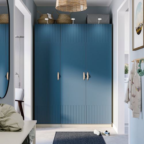 IKEA - PAX/FYRUDDEN, PAX gardırop, bej-mavi, 150x60x201 cm