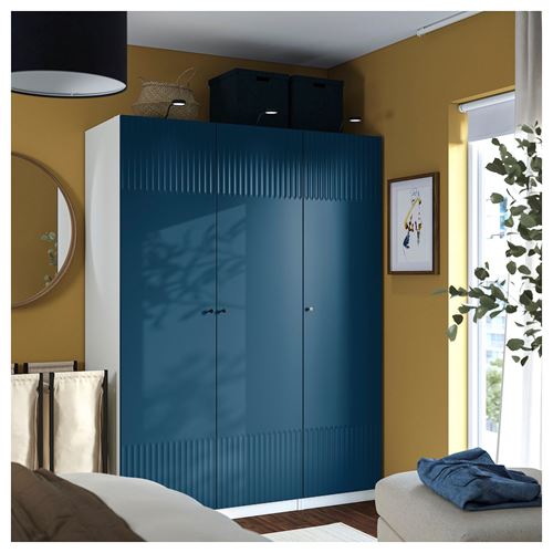 IKEA - PAX/FYRUDDEN, PAX wardrobe, white-blue, 150x60x201 cm