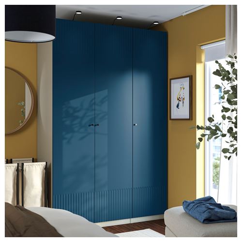 IKEA - PAX/FYRUDDEN, PAX wardrobe, grey-beige-blue, 150x60x236 cm