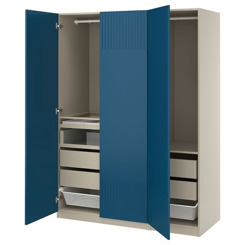 IKEA - PAX/FYRUDDEN, PAX wardrobe, grey-beige-blue, 150x60x201 cm