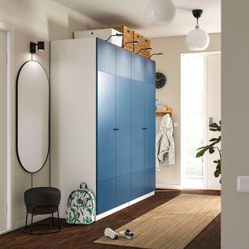 IKEA - PAX/FYRUDDEN, PAX gardırop, beyaz-mavi, 200x60x201 cm