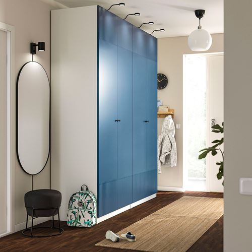 IKEA - PAX/FYRUDDEN, PAX gardırop, beyaz-mavi, 200x60x236 cm