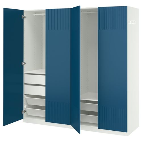 IKEA - PAX/FYRUDDEN, PAX gardırop, beyaz-mavi, 200x60x201 cm