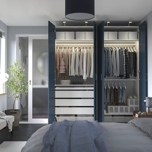 IKEA - PAX/FYRUDDEN, PAX gardırop, beyaz-mavi, 200x60x236 cm