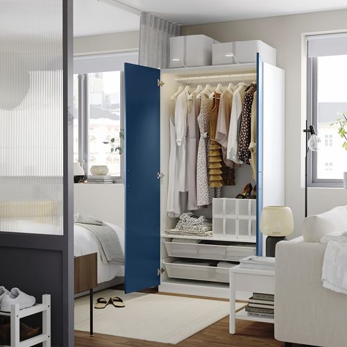 IKEA - PAX/FYRUDDEN, PAX gardırop, beyaz-mavi, 100x60x201 cm