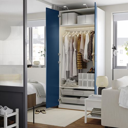 IKEA - PAX/FYRUDDEN, PAX gardırop, beyaz-mavi, 100x60x236 cm