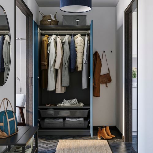 IKEA - PAX/FYRUDDEN, PAX gardırop, koyu gri-mavi, 100x60x201 cm