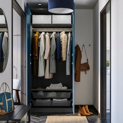 IKEA - PAX/FYRUDDEN, PAX gardırop, koyu gri-mavi, 100x60x236 cm