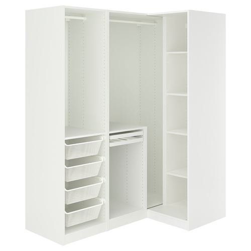 IKEA - PAX/FYRUDDEN, PAX corner wardrobe, white-blue, 161/111x201 cm