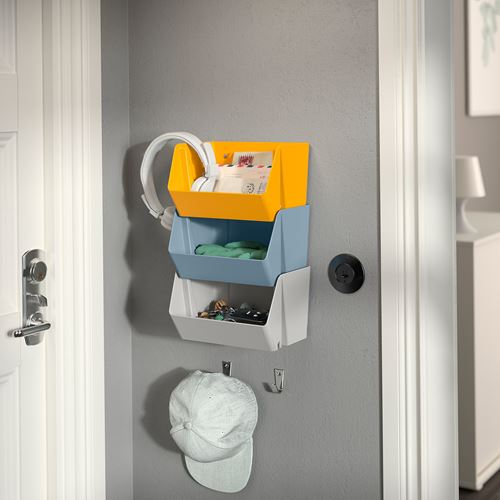 IKEA - FODERTRAG, organiser for desk-wall, light grey, 25x18x15 cm