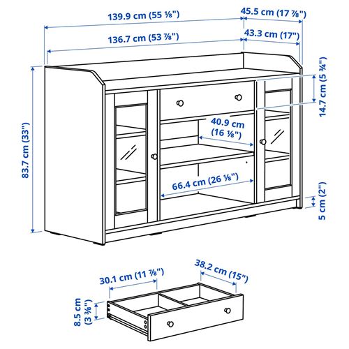 IKEA - HAUGA, console, white, 140x46x84 cm