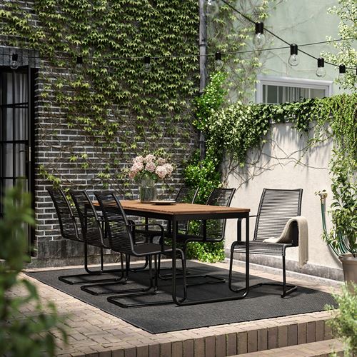 IKEA - VASMAN, dining table and chairs, light brown/black