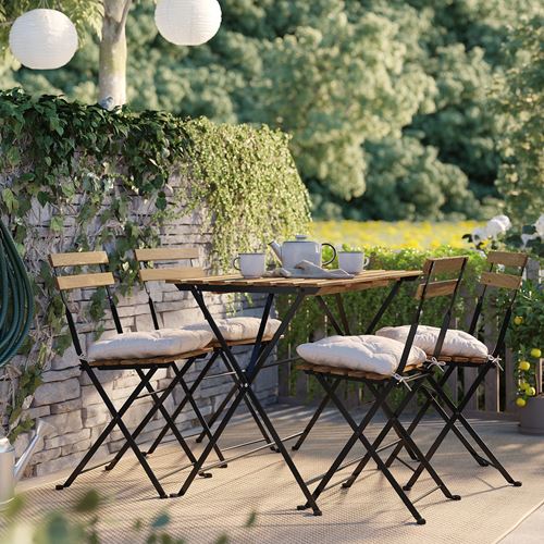 IKEA - TARNÖ, katlanabilir masa ve katlanabilir sandalye seti, siyah-kahverengi