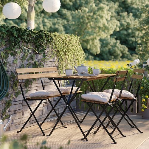 IKEA - TARNÖ, foldable table,chairs and bench chair sets, black-light brown
