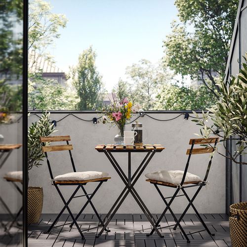 IKEA - TARNÖ, katlanabilir masa ve katlanabilir sandalye seti, siyah-kahverengi
