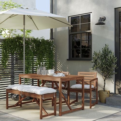 IKEA - NAMMARÖ, yemek masası-sandalye-bank seti, açık kahverengi