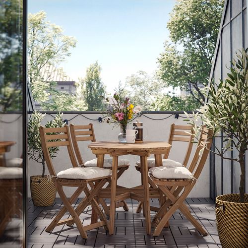 IKEA - ASKHOLMEN, katlanabilir masa ve katlanabilir sandalye seti, koyu kahve