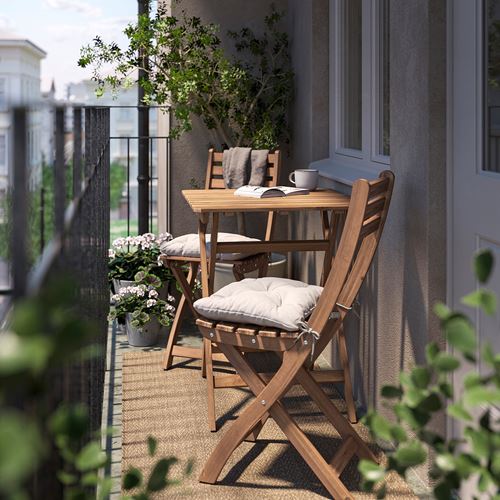 IKEA - ASKHOLMEN, foldable table and foldable chair set, darkbrown