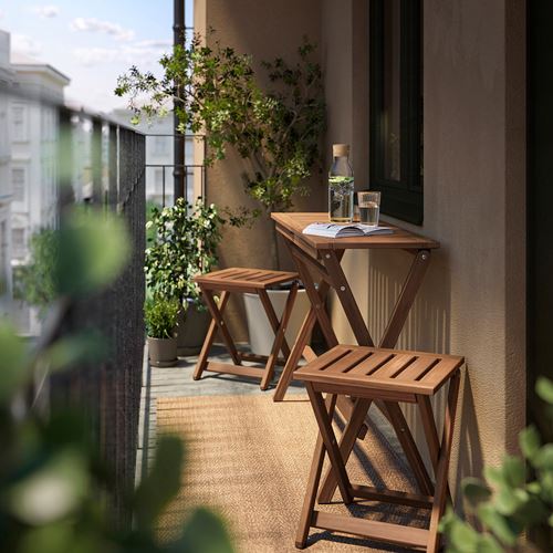 IKEA - NAMMARÖ, katlanabilir masa ve tabure seti, açık kahverengi