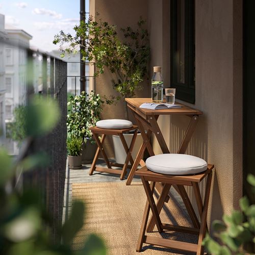 IKEA - NAMMARÖ, katlanabilir masa ve tabure seti, açık kahverengi