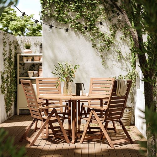 IKEA - NAMMARÖ, yemek masası ve ayarlanabilir sandalye seti, açık kahverengi