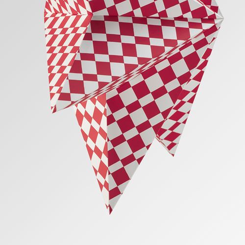 IKEA - STRALA, abajur başlığı, kırmızı-beyaz, 48 cm