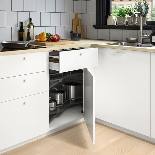 IKEA - UTRUSTA, köşe alt dolap kiler rafı, gri, 128 cm