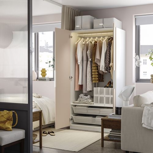 IKEA - PAX/FARDAL, PAX gardırop, beyaz-parlak cila açık turuncu, 100x60x201 cm