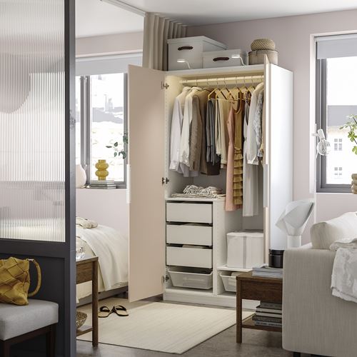 IKEA - PAX/FARDAL, PAX gardırop, beyaz-parlak cila açık turuncu, 100x60x201 cm