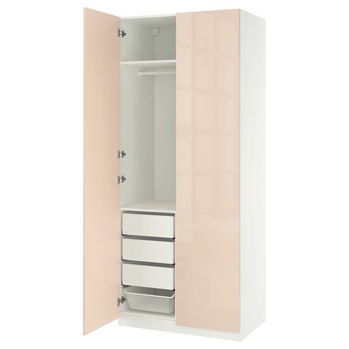 IKEA - PAX/FARDAL, PAX gardırop, beyaz-parlak cila açık turuncu, 100x60x236 cm