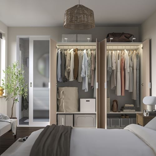 IKEA - PAX/FARDAL, PAX wardrobe, white-high-gloss light orange, 200x60x201 cm