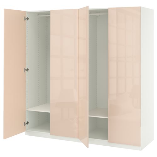 IKEA - PAX/FARDAL, PAX wardrobe, white-high-gloss light orange, 200x60x201 cm