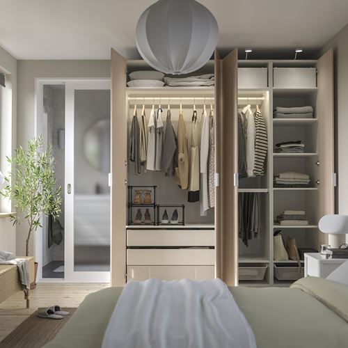 IKEA - PAX/FARDAL, PAX gardırop, beyaz-parlak cila açık turuncu, 200x60x236 cm