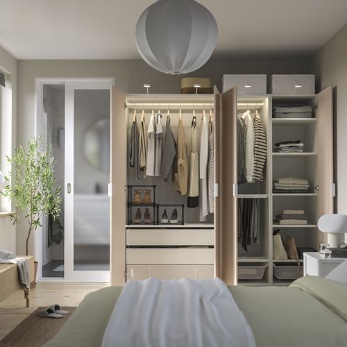 IKEA - PAX/FARDAL, PAX gardırop, beyaz-parlak cila açık turuncu, 200x60x201 cm