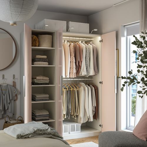 IKEA - PAX/FARDAL, PAX gardırop, beyaz-parlak cila açık turuncu, 150x60x201 cm