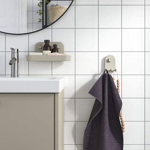 IKEA - ÖBONAS, hook with suction cup, grey/beige, 7x11 cm