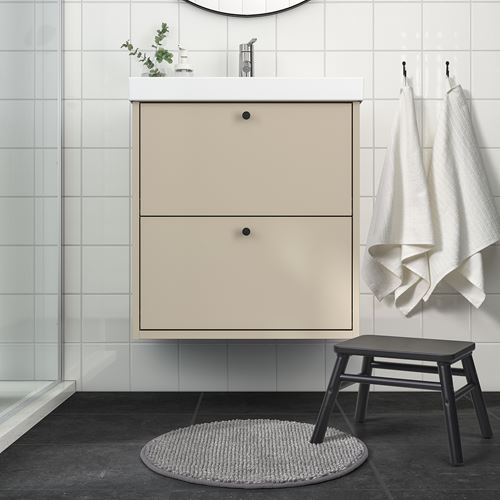 IKEA - TOFTBO, bath mat, grey-white/melange, 55 cm