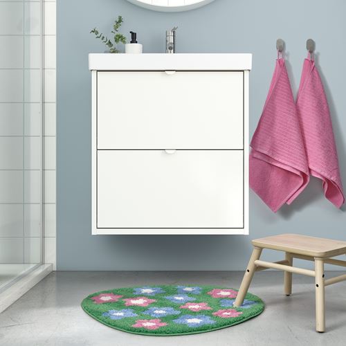 IKEA - VATTENSKRUV, bath mat, floral pattern-multicolour, 60x65 cm