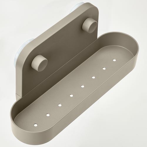 IKEA - ÖBONAS, vantuzlu duvar rafı, gri-bej, 28 cm