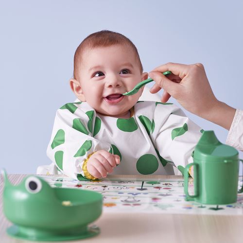 IKEA - KLADDIG, mama önlüğü, beyaz-yeşil