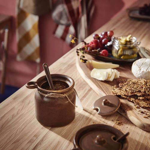 IKEA - KÖSSEBAR, kaşıklı seramik kavanoz, kahverengi, 0,3 lt