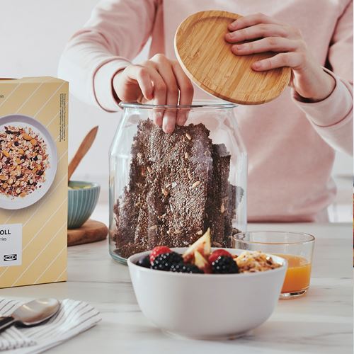 IKEA - IKEA 365+, kapaklı cam saklama kabı, cam-bambu, 3,7 lt