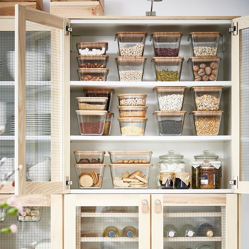 IKEA - IKEA 365+, glass food container with lid, glass/bamboo, 1,2 l