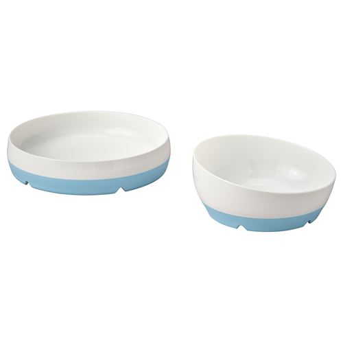 IKEA - BÖRJA, çocuk tabak ve kasesi, beyaz-mavi